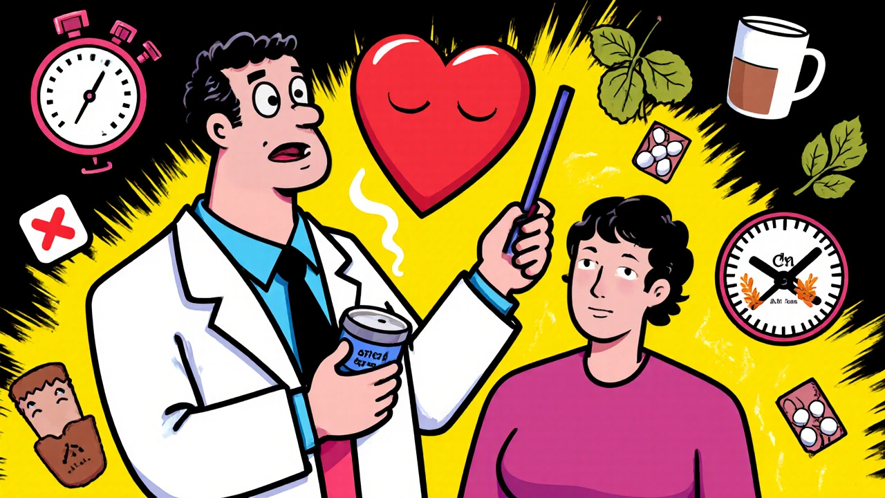 Doctor holding Zebeta tablet beside patient with floating health icons in bold colors.