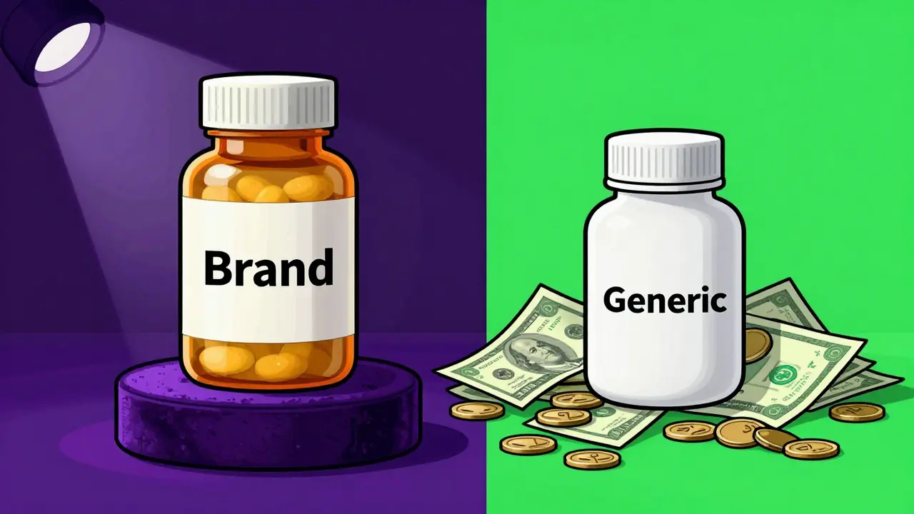 Comparison between a luxury brand pill bottle and a cost-effective generic one