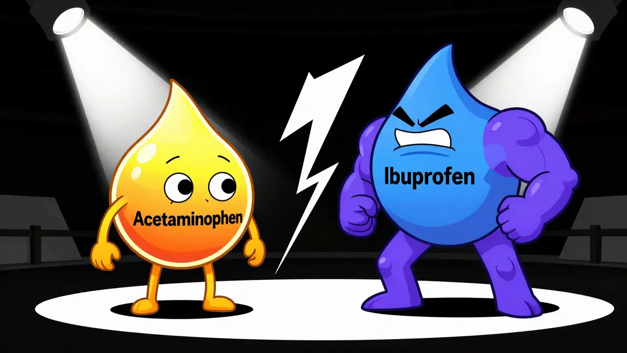 Anthropomorphic medicine droplets battling in stylized Adult Swim art