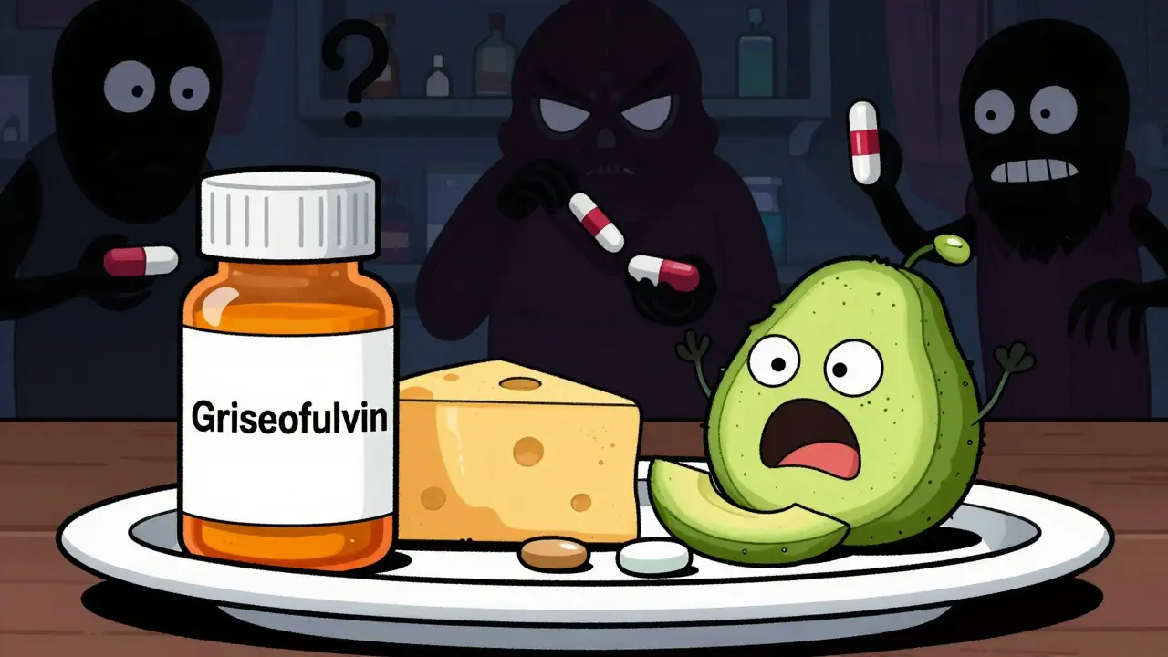 Pill bottle with food and shrinking fungus monster, avoiding fakes