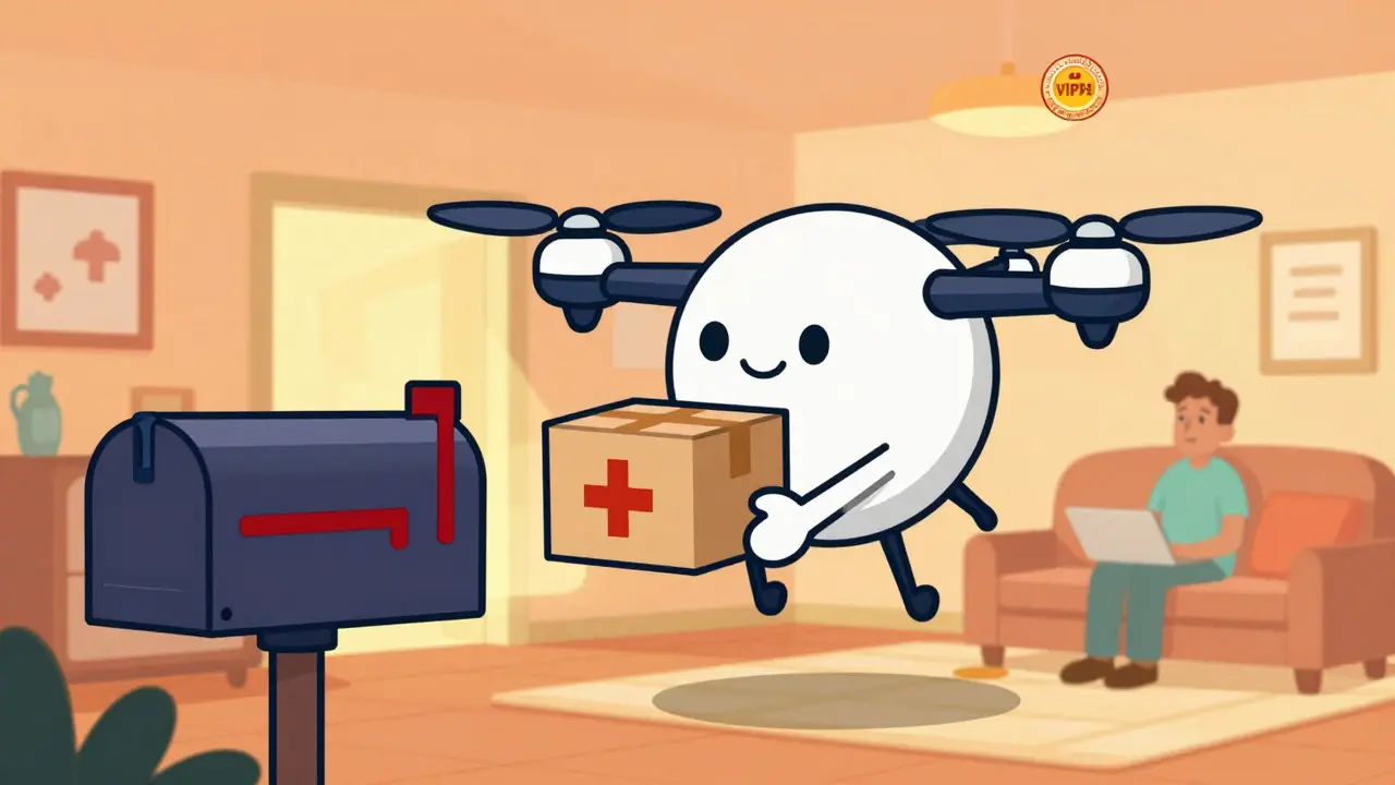 Safe delivery of medication package to a relieved patient's home